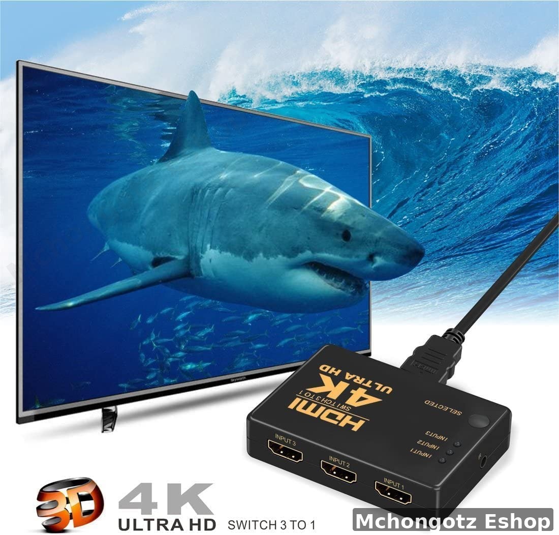 3-Port HDMI Switch Splitter with Remote (4K Ultra HD)