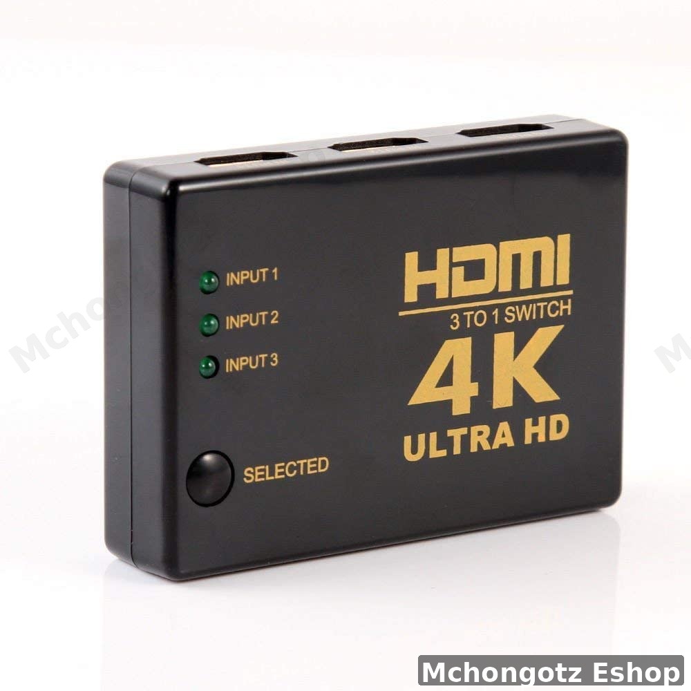 3-Port HDMI Switch Splitter with Remote (4K Ultra HD)