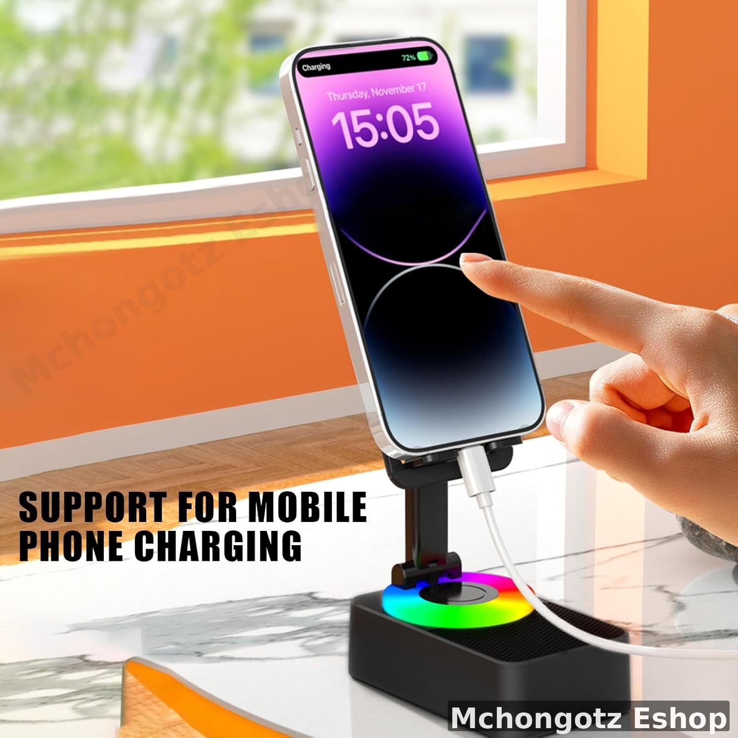 4-in-1 Mobile Phone Holder with Wireless Speaker (360° Rotation)