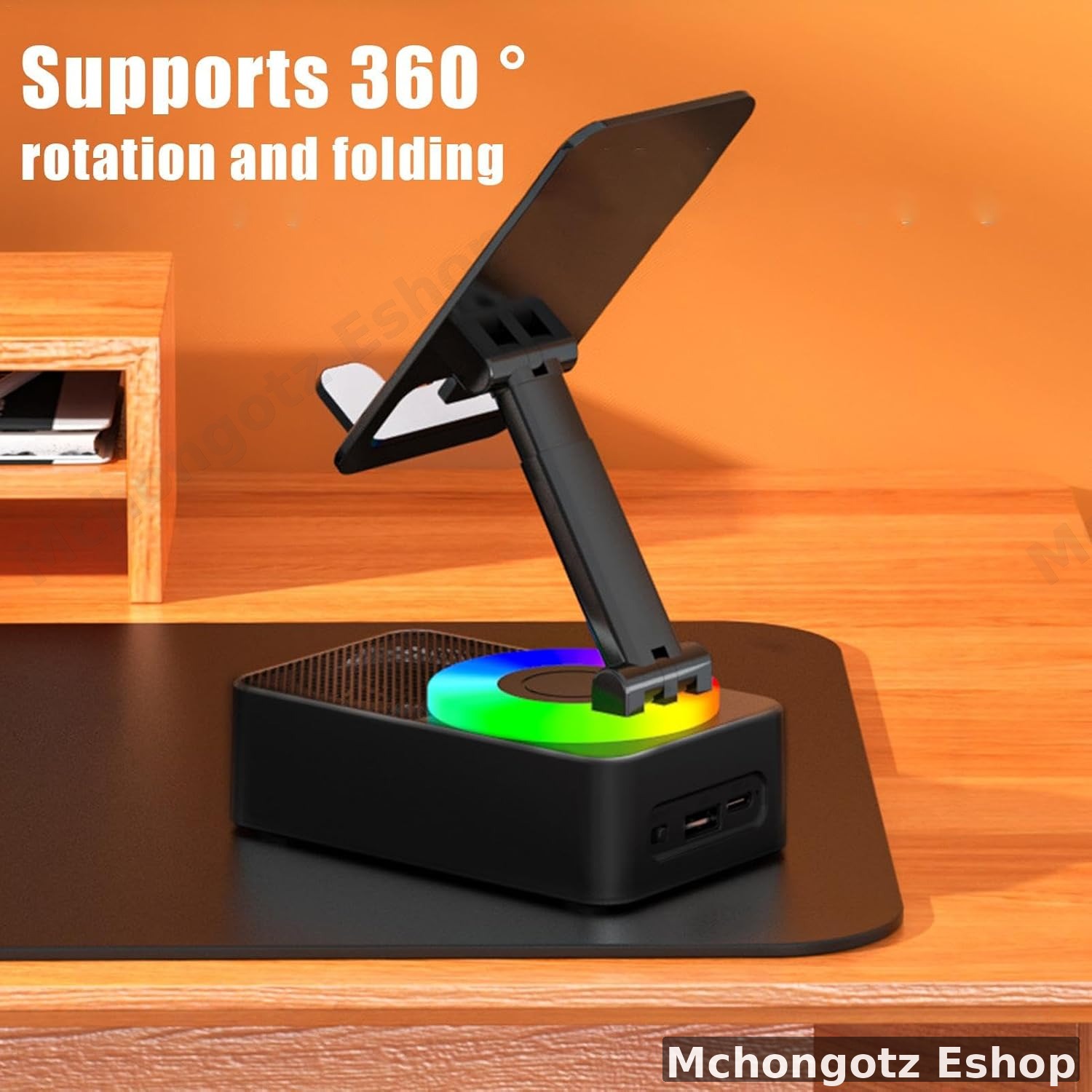 4-in-1 Mobile Phone Holder with Wireless Speaker (360° Rotation)