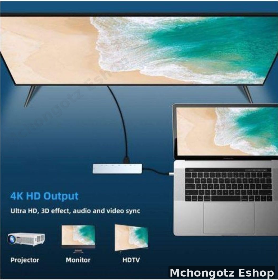 8-in-1 USB-C Hub Adapter (HDMI, 2 USB, RJ45, PD Charging, 2 USB C, TF/SD)