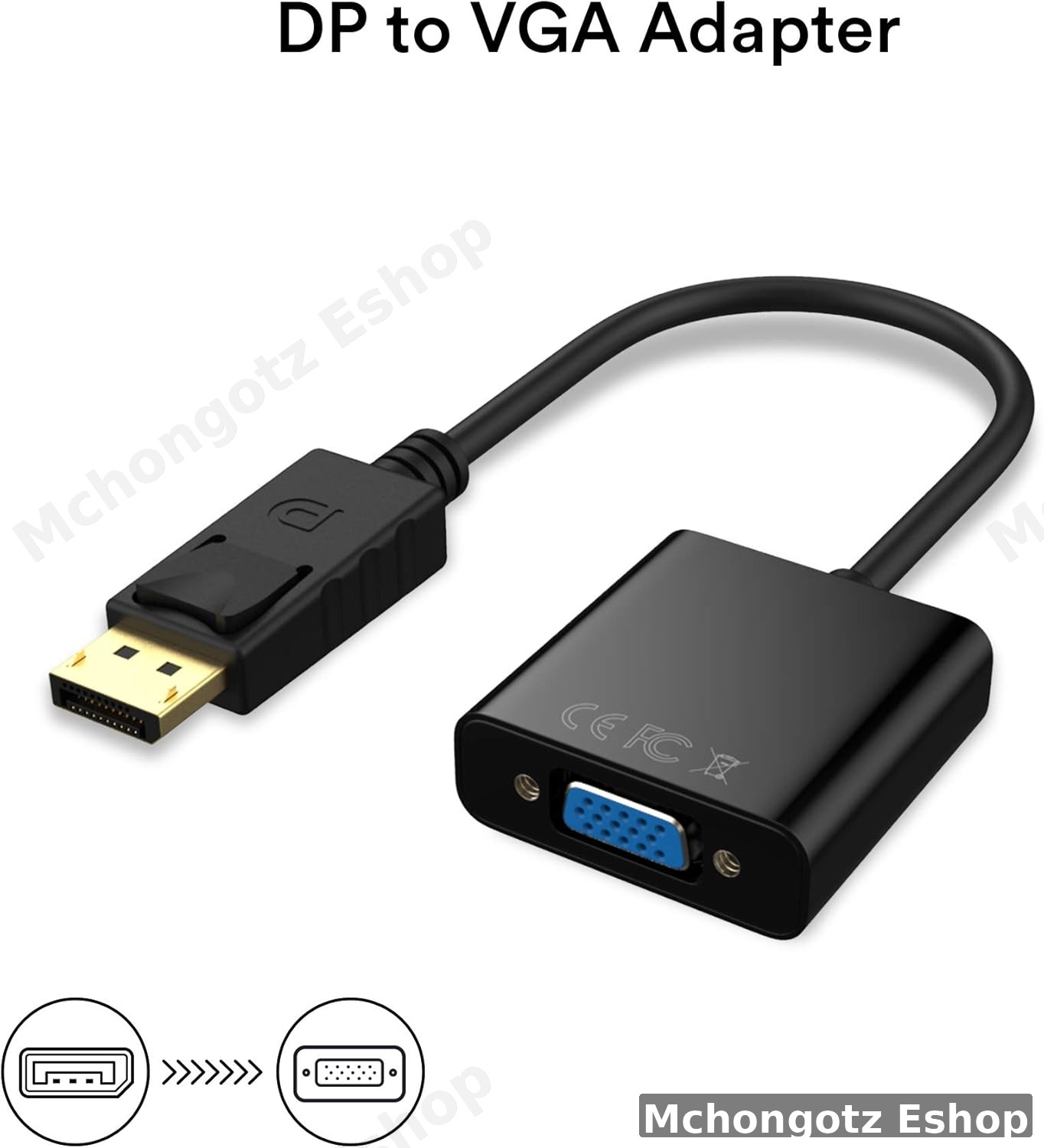 DisplayPort (DP) to VGA Adapter Converter (1080P)
