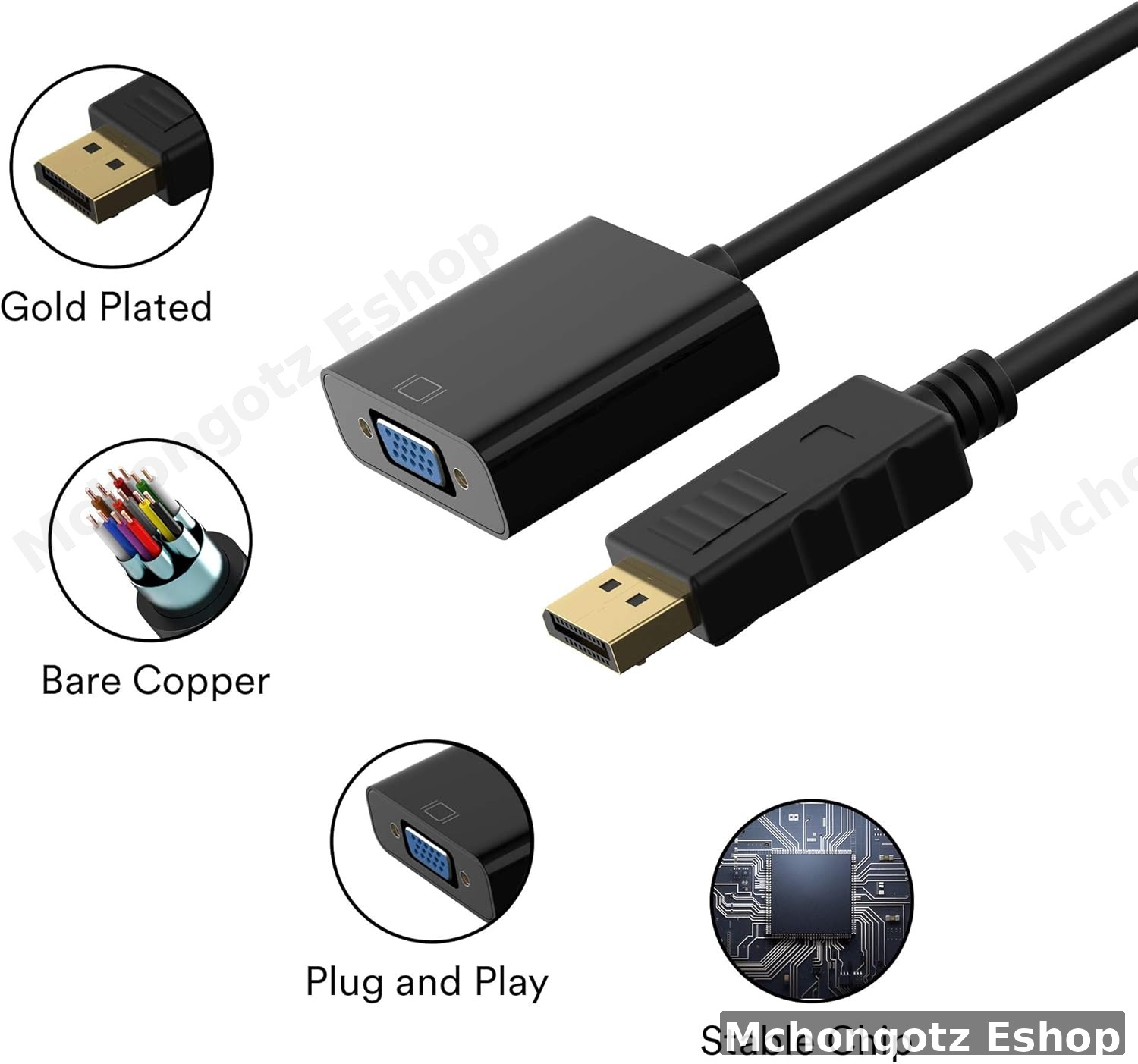 DisplayPort (DP) to VGA Adapter Converter (1080P)
