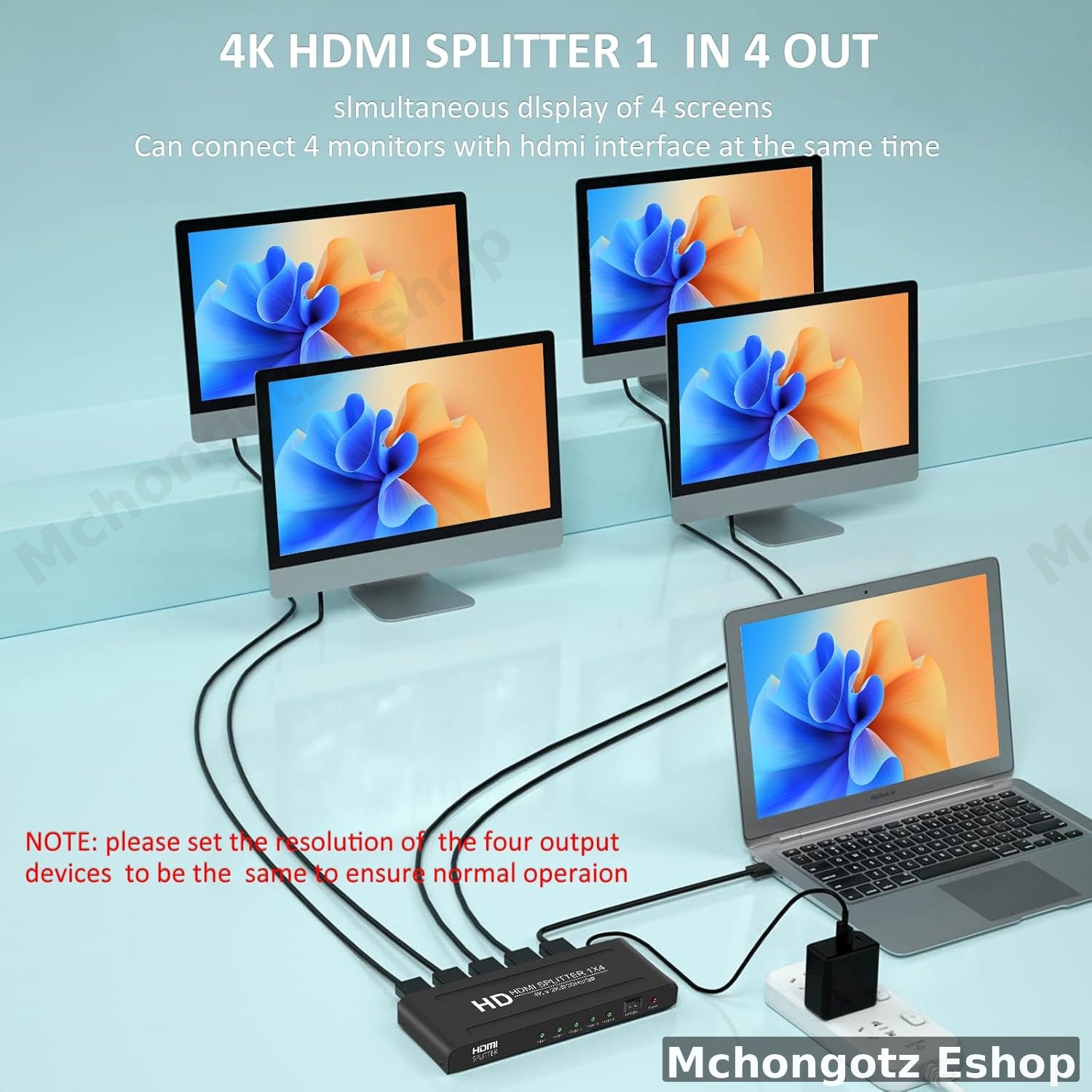 HDMI 4K 1x4 Splitter (1 Input to 4 Output)