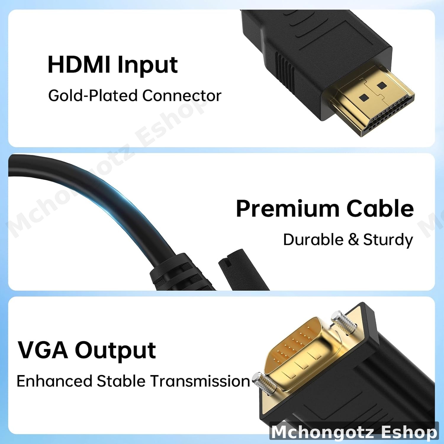 HDMI to VGA Cable 1.5m (1080P Video Converter)