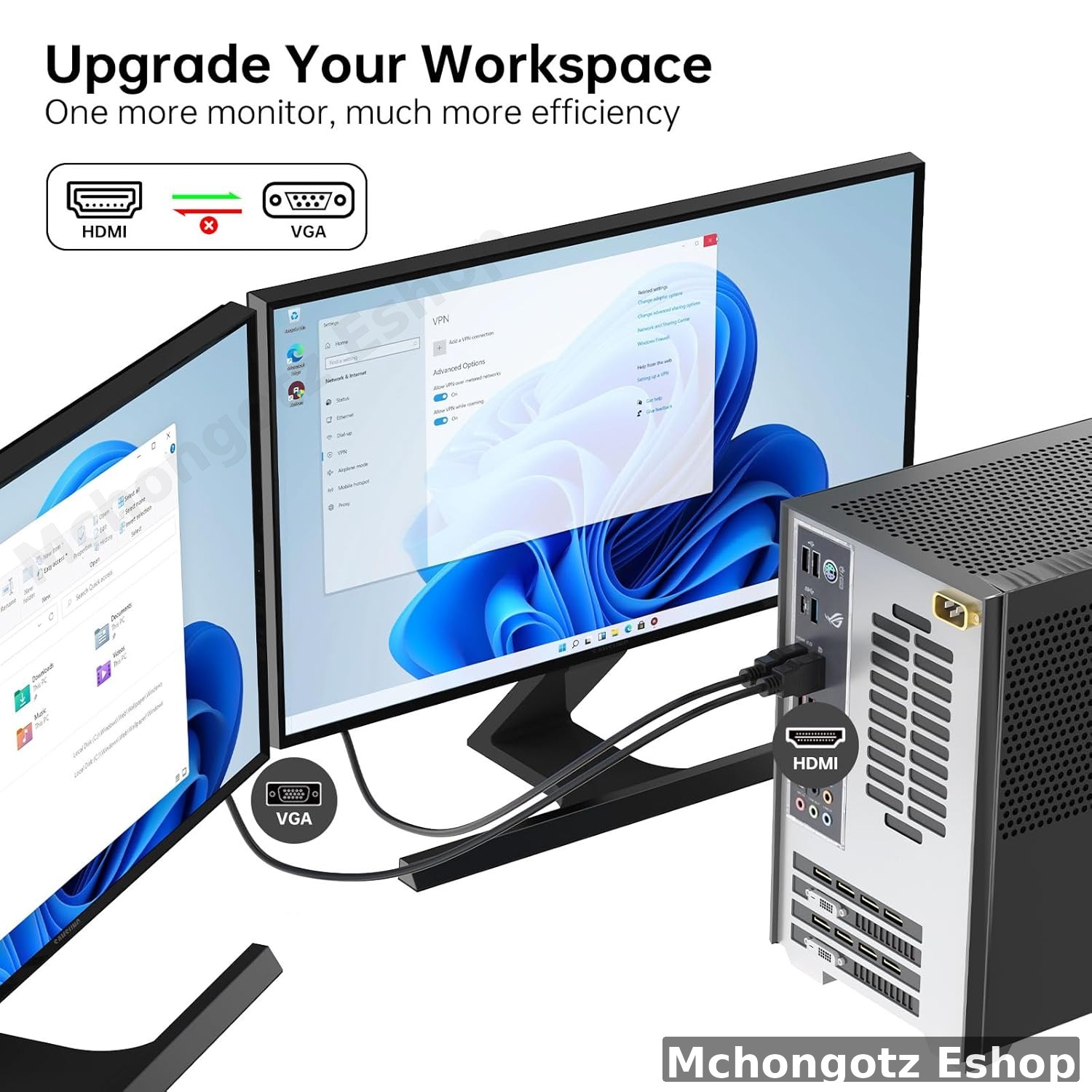 HDMI to VGA Cable 1.5m (1080P Video Converter)