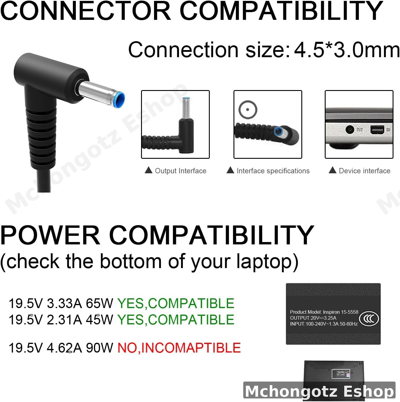 HP BLUE PIN ADAPTER 65W / 45W Smart Blue Tip Laptop Charger Adapter