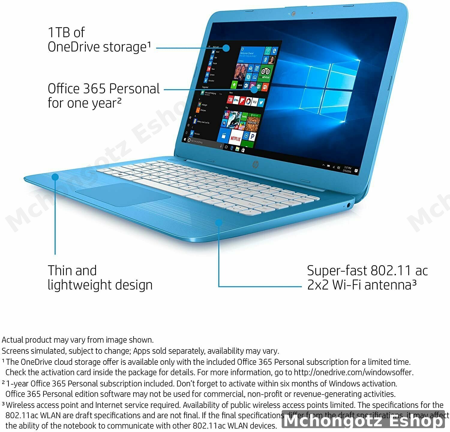 HP Stream 14 Refurbished Laptop (Celeron N3060, 4GB RAM, 32GB Storage)