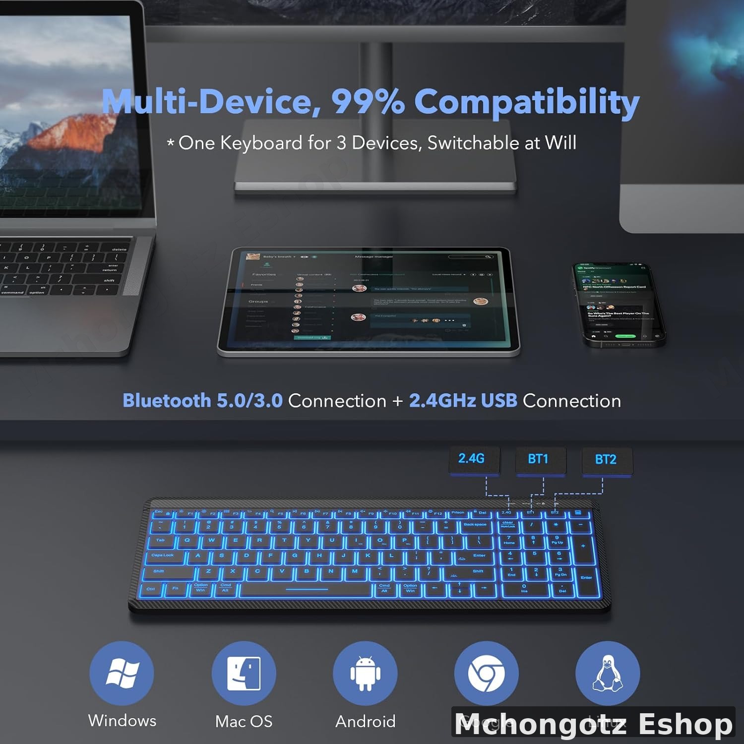 K220 Wireless Keyboard & RGB Mouse Combo