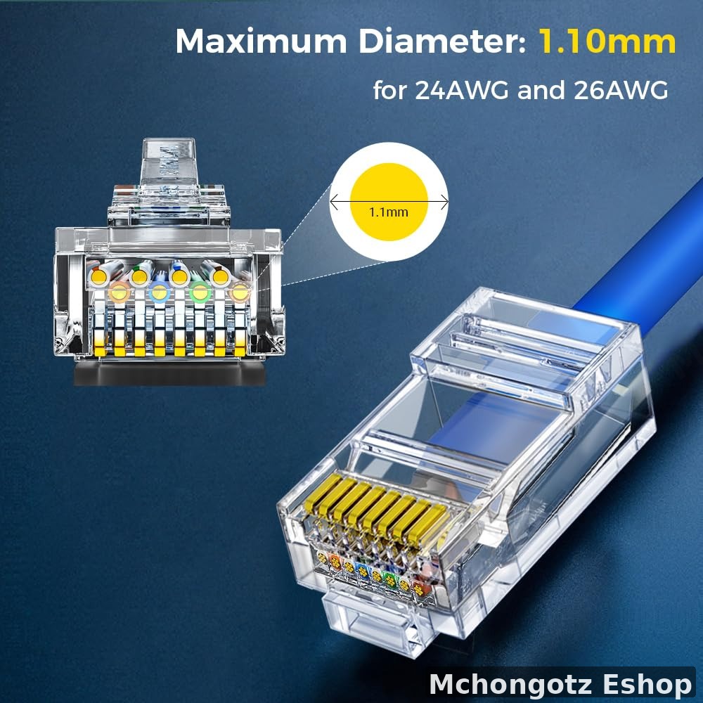 RJ45 Ethernet Connector (Cat5e / Cat6 Compatible)