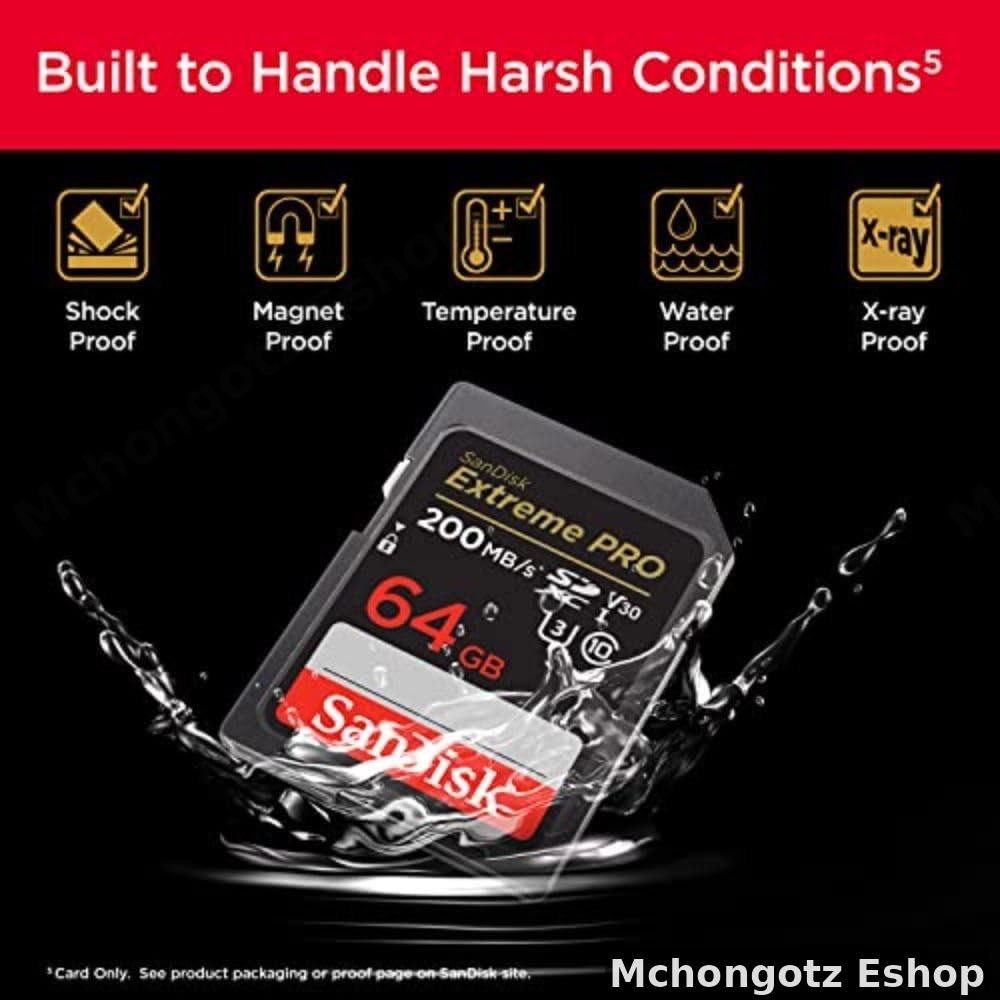 SanDisk 64GB Extreme PRO SDXC UHS-I Memory Card C10 U3 V30 4K UHD