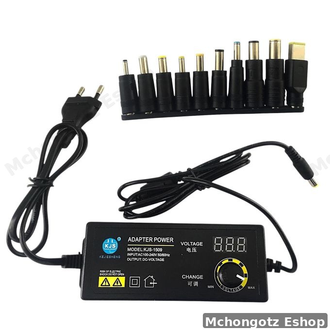 Universal Adjustable AC/DC Power Supply Adapter with Digital Display