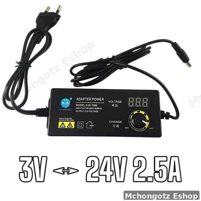Universal Adjustable AC/DC Power Supply Adapter with Digital Display