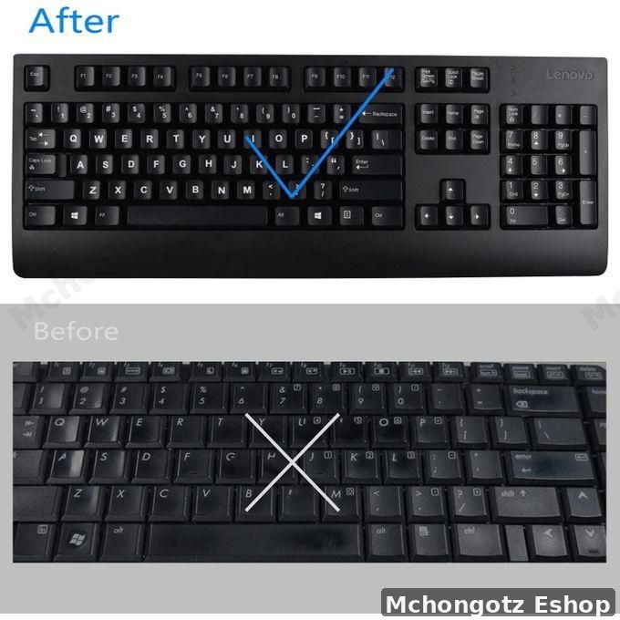 Universal English Keyboard Stickers | Black with White Letters