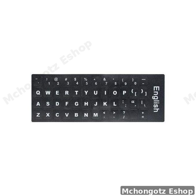 Universal English Keyboard Stickers | Black with White Letters