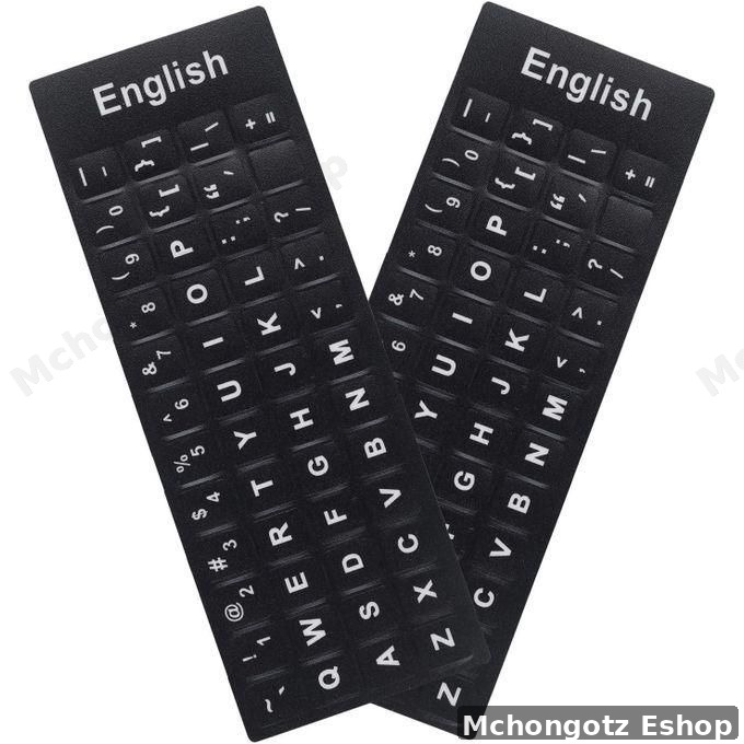 Universal English Keyboard Stickers | Black with White Letters