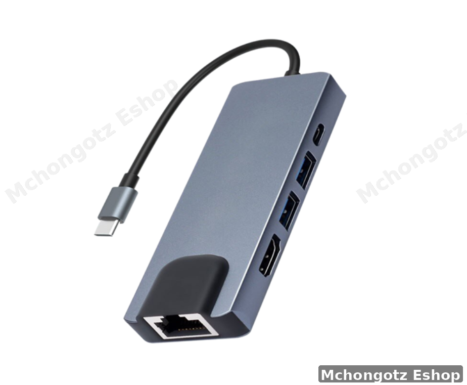 TPYE C 5 in 1 Multiport Hub Adapter (HDMI, RJ45, 2 3.0 USB, USB C )