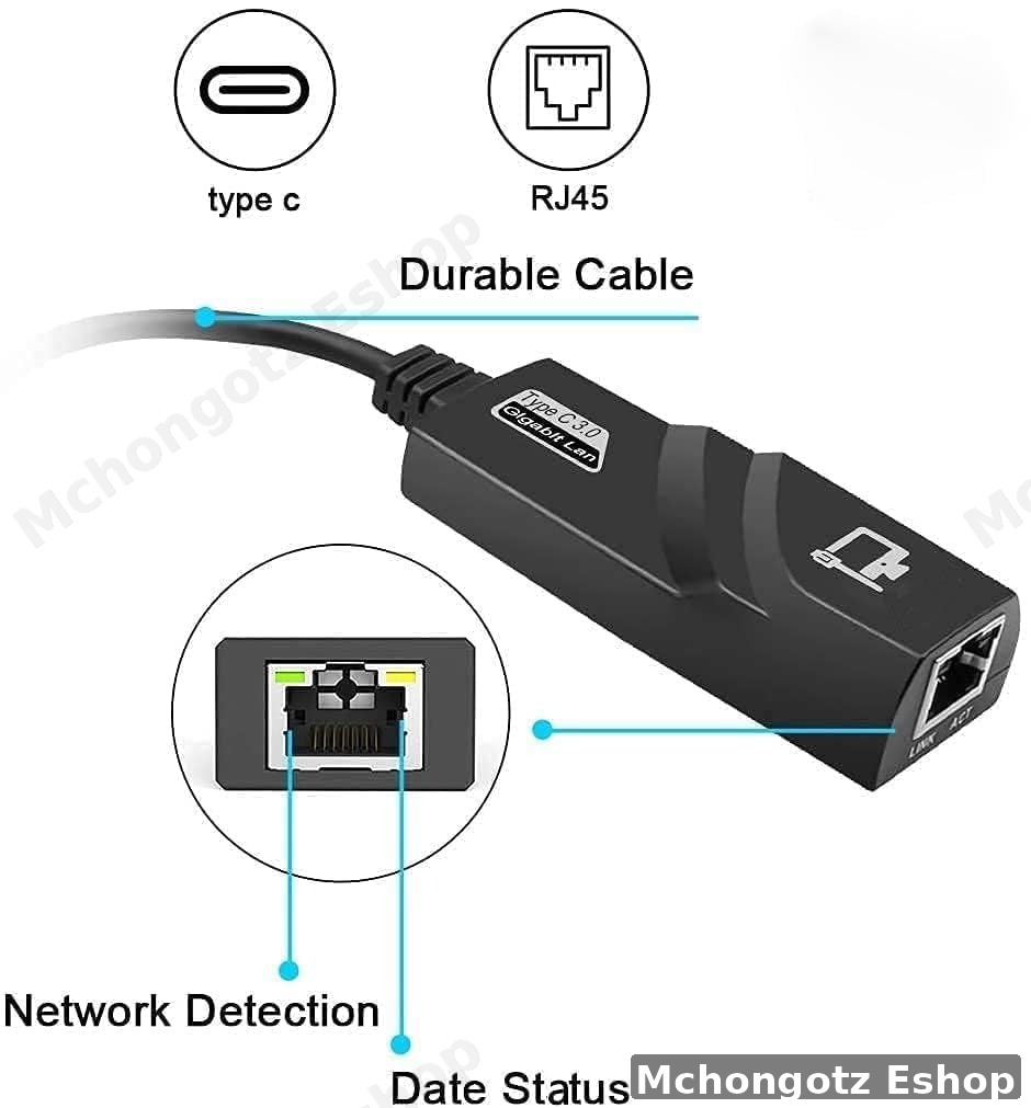 USB C to Ethernet Adapter (USB 3.0 Gigabit LAN Adapter)