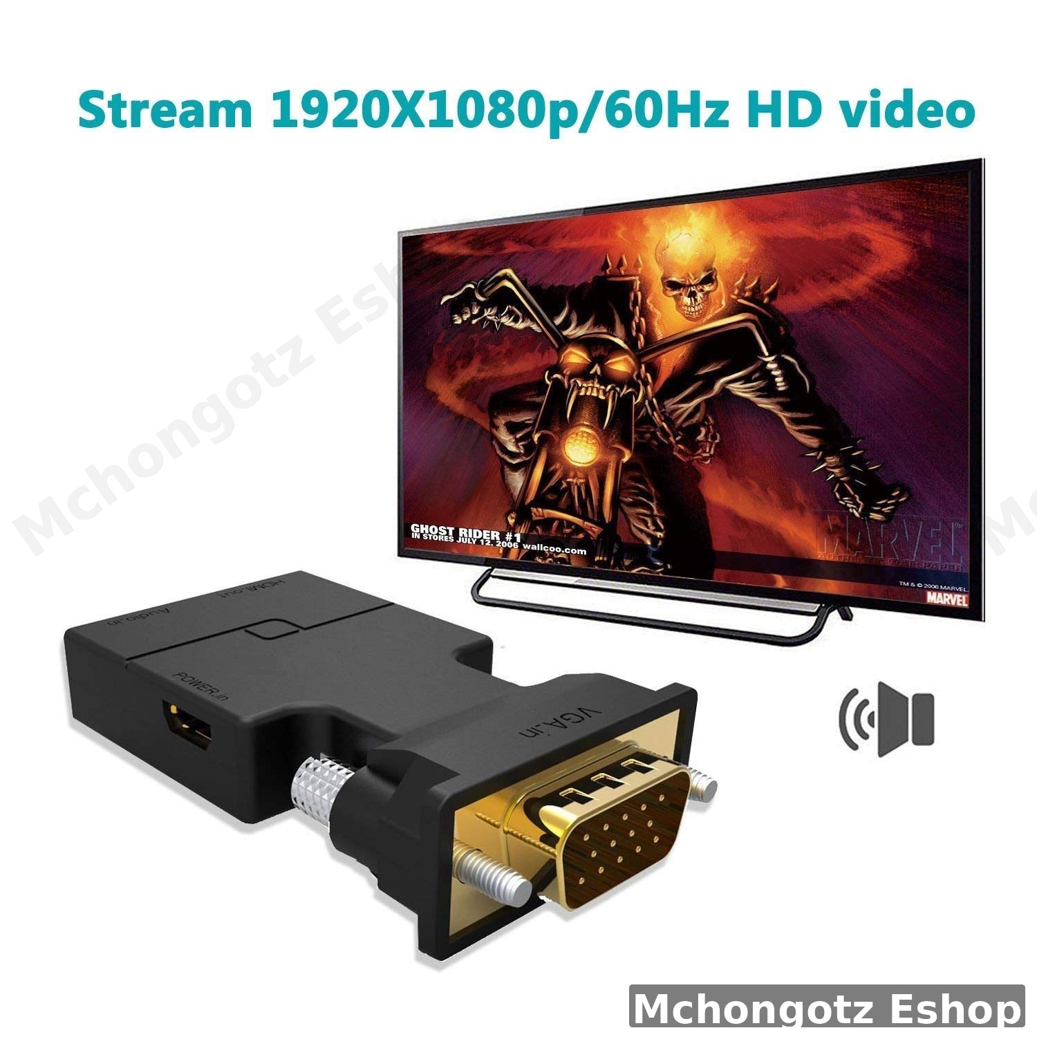 VGA to HDMI Adapter with Audio Output (1080P)