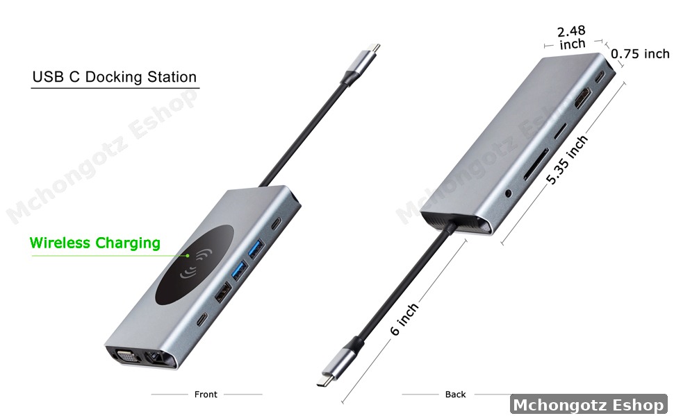 13-in-1 USB-C Hub Multiport Adapter | 4K HDMI | VGA | Ethernet | Wireless Charging Price in Tanzania - image 2