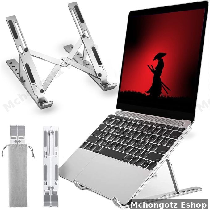 Adjustable Aluminum Laptop Stand with Storage Bag (10–15.6 Inch, Silver) - image 2