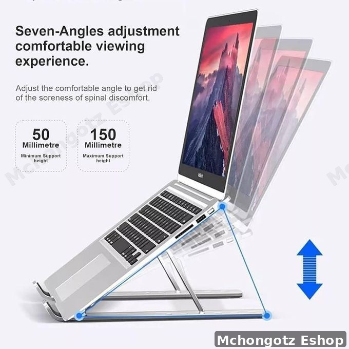 Adjustable Aluminum Laptop Stand with Storage Bag (10–15.6 Inch, Silver) - image 3