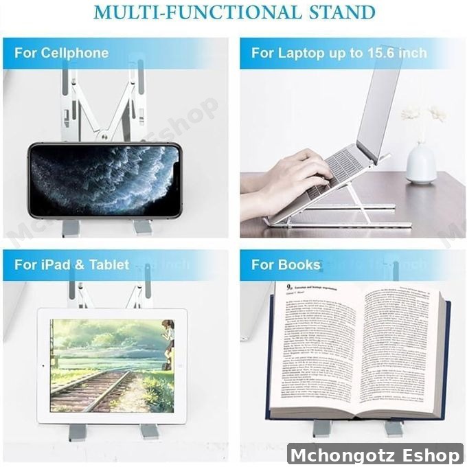 Adjustable Aluminum Laptop Stand with Storage Bag (10–15.6 Inch, Silver) - image 6