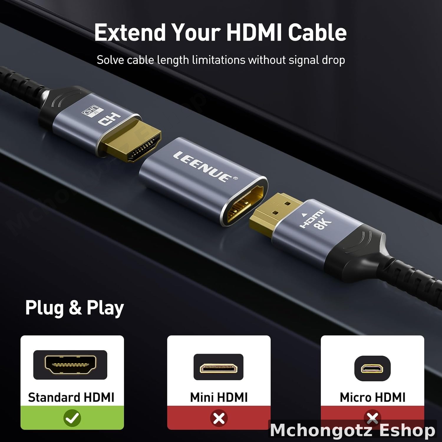 HDMI EXTENDER 8K Female to Female Connector (HDMI 2.1 Aluminum Adapter) - image 2
