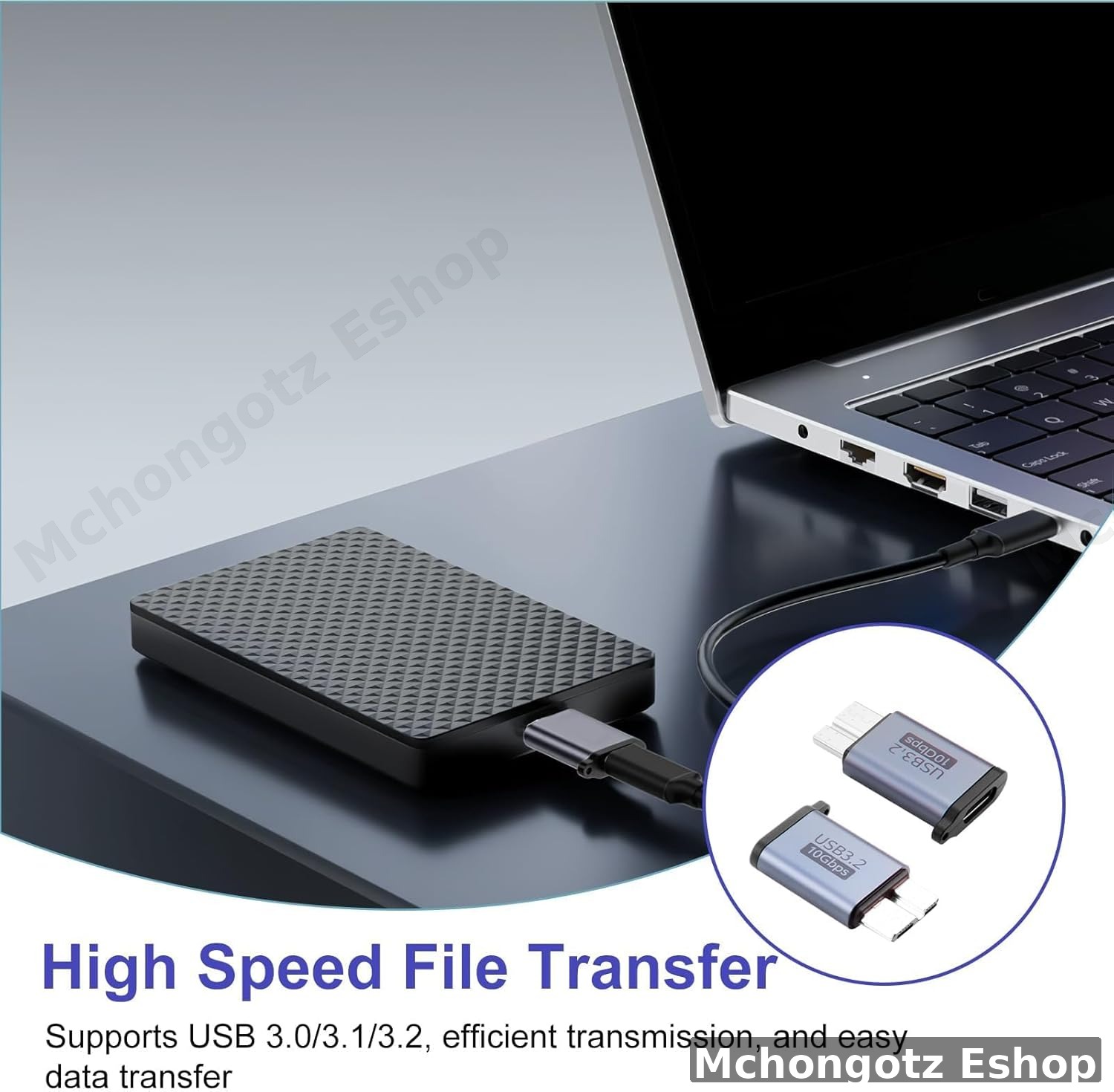 Micro B to Type C External Hard Drive Converter  Adapter, 10Gbps - image 4