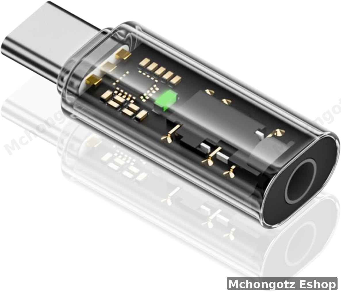 TYPE C to Audio Port 3.5mm Female Headphone Jack Adapter (Aux Audio Converter, Transparent Design)