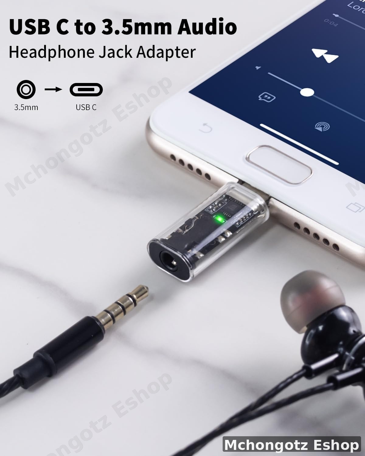 TYPE C to Audio Port 3.5mm Female Headphone Jack Adapter (Aux Audio Converter, Transparent Design) - image 2