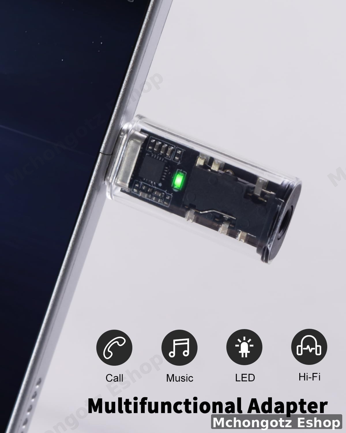 TYPE C to Audio Port 3.5mm Female Headphone Jack Adapter (Aux Audio Converter, Transparent Design) - image 3