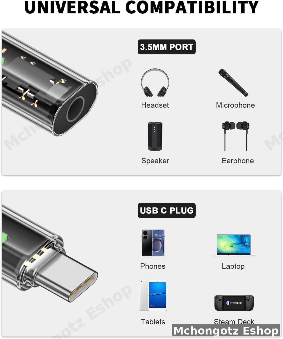 TYPE C to Audio Port 3.5mm Female Headphone Jack Adapter (Aux Audio Converter, Transparent Design) - image 5