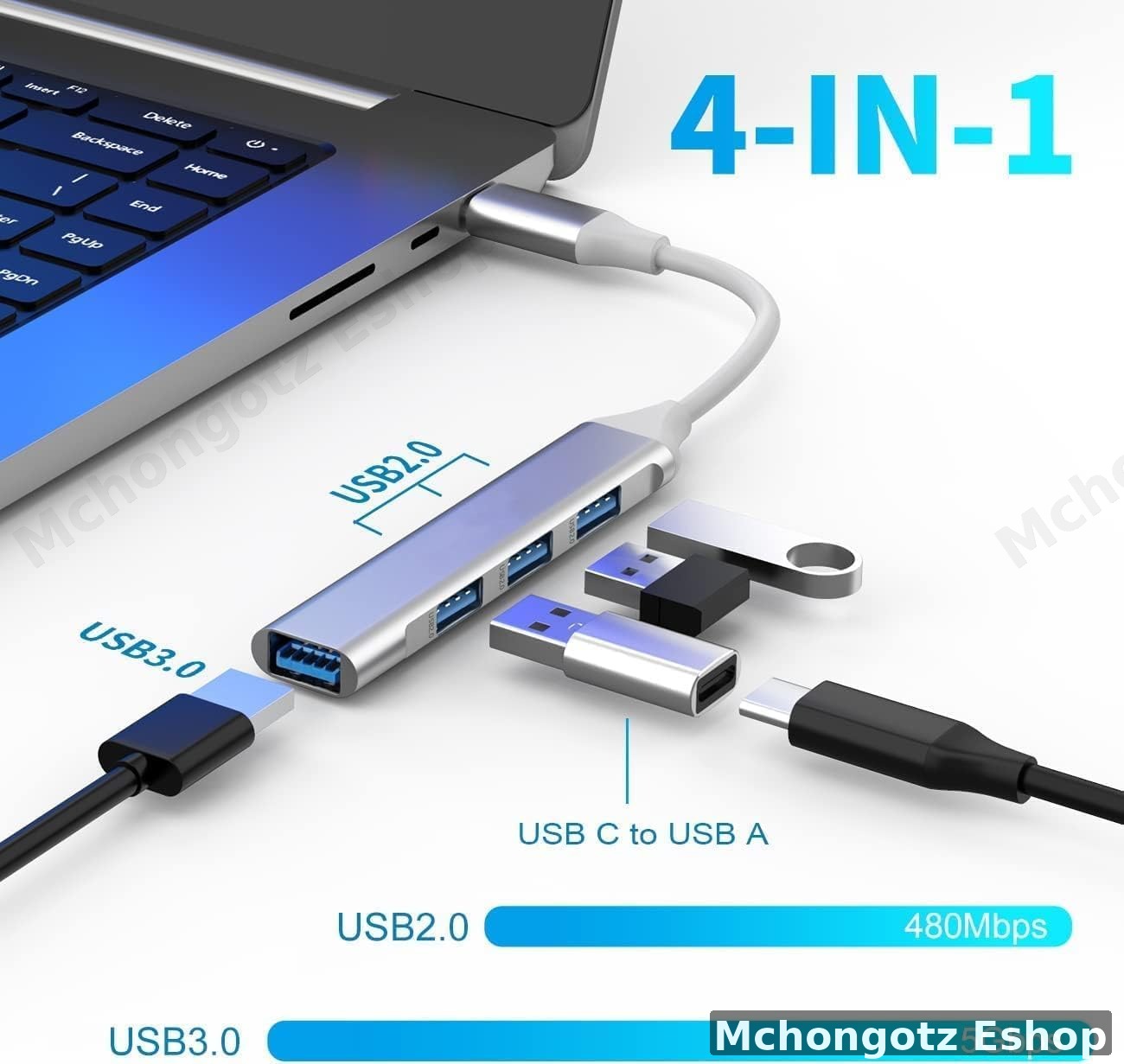 4-in-1 USB-C Hub | Type-C to 4 USB-A Ports | Portable USB Hub Price in Tanzania - image 2