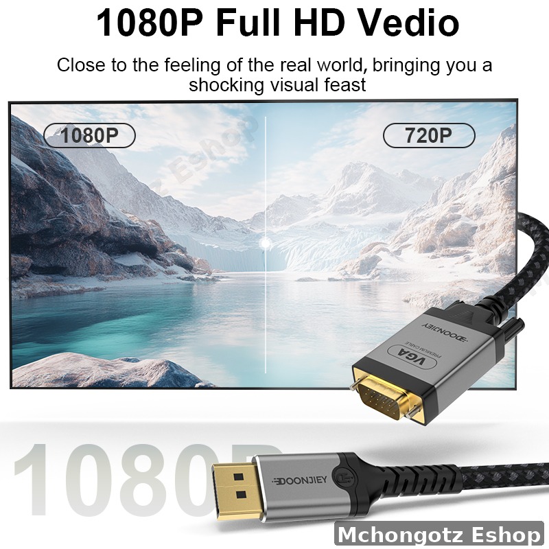 DisplayPort to VGA Cable 2M 1080P Male to Male Cable Converter| DP to VGA 2M Cable - image 5
