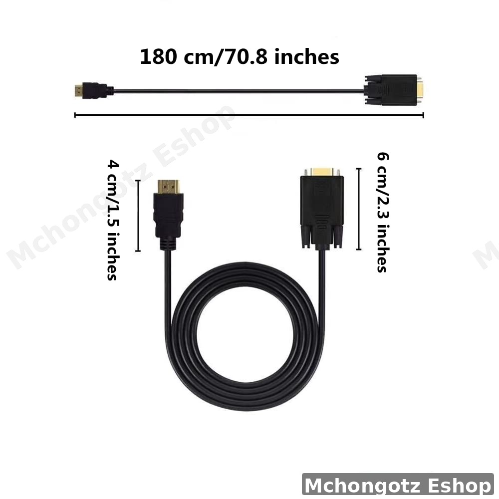HDMI to VGA Cable 1.8M | Active 1080P Male-to-Male Display Converter Cable Price in Tanzania - image 5
