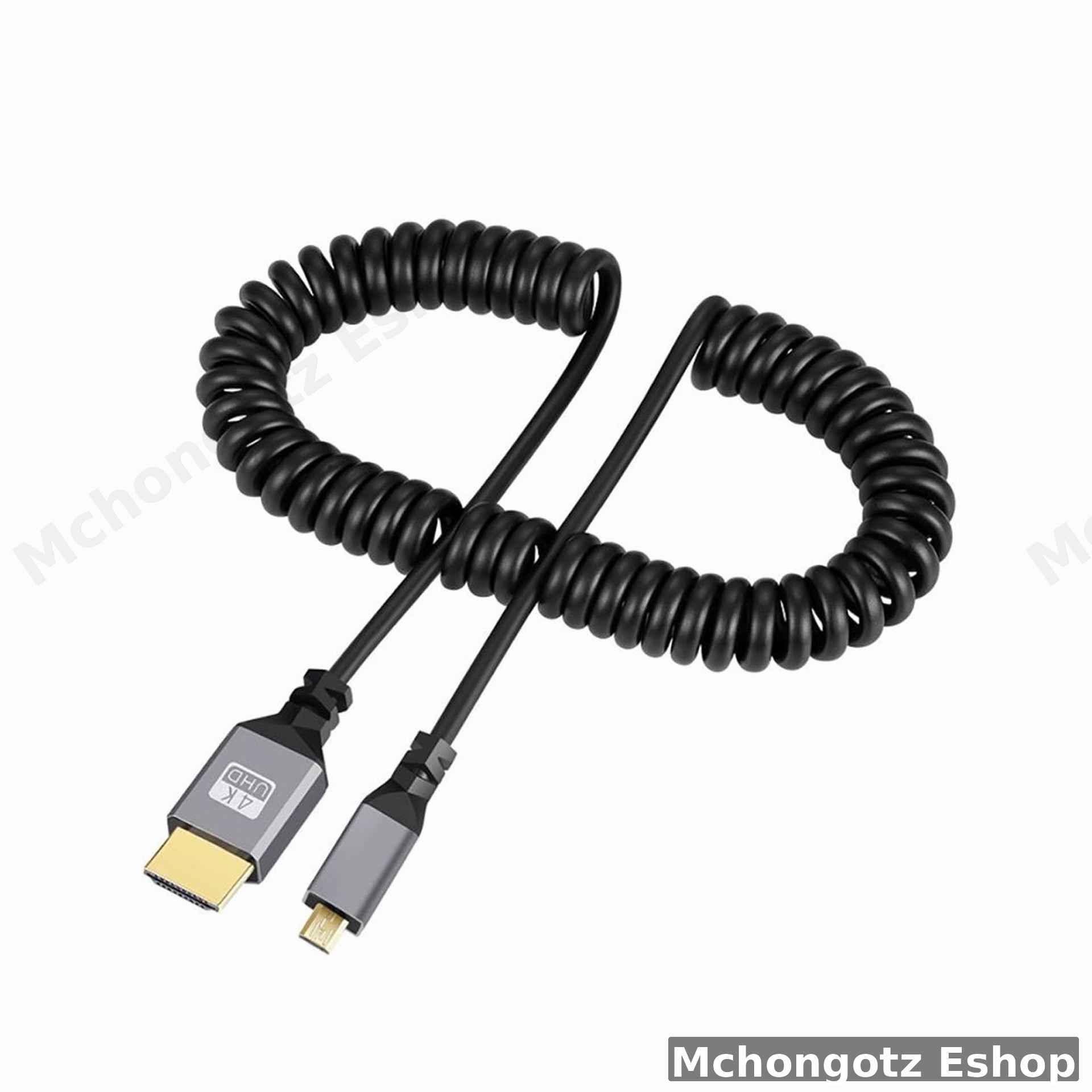 Micro HDMI to HDMI Coiled Cable | 4K 60Hz Flexible Spiral Cable 0.5M–2.4M Price in Tanzania - image 2
