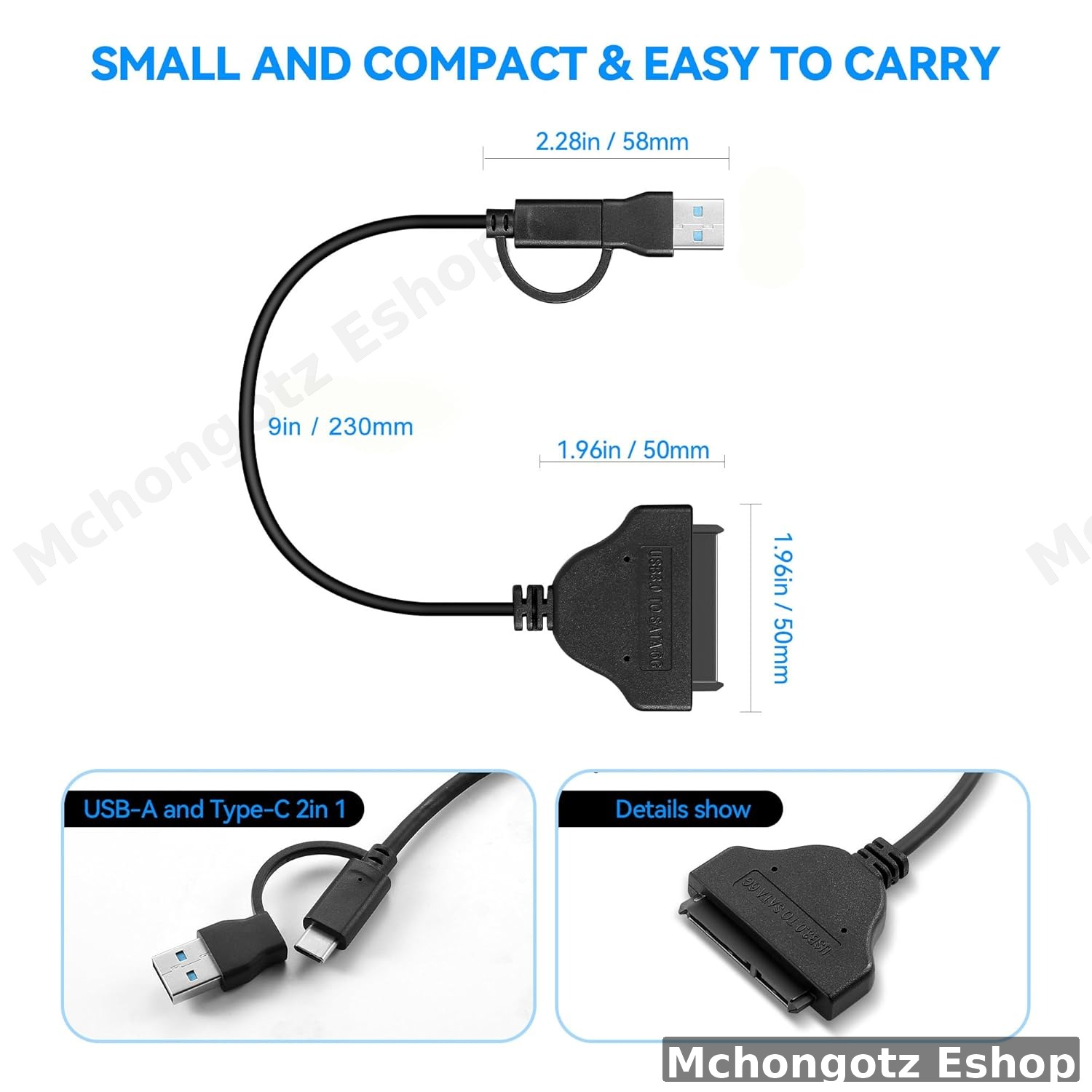 SATA CABLE 2 in 1 USB-C / USB-A to SATA Adapter Cable | 2.5" HDD / SSD Converter Price in Tanzania - image 4