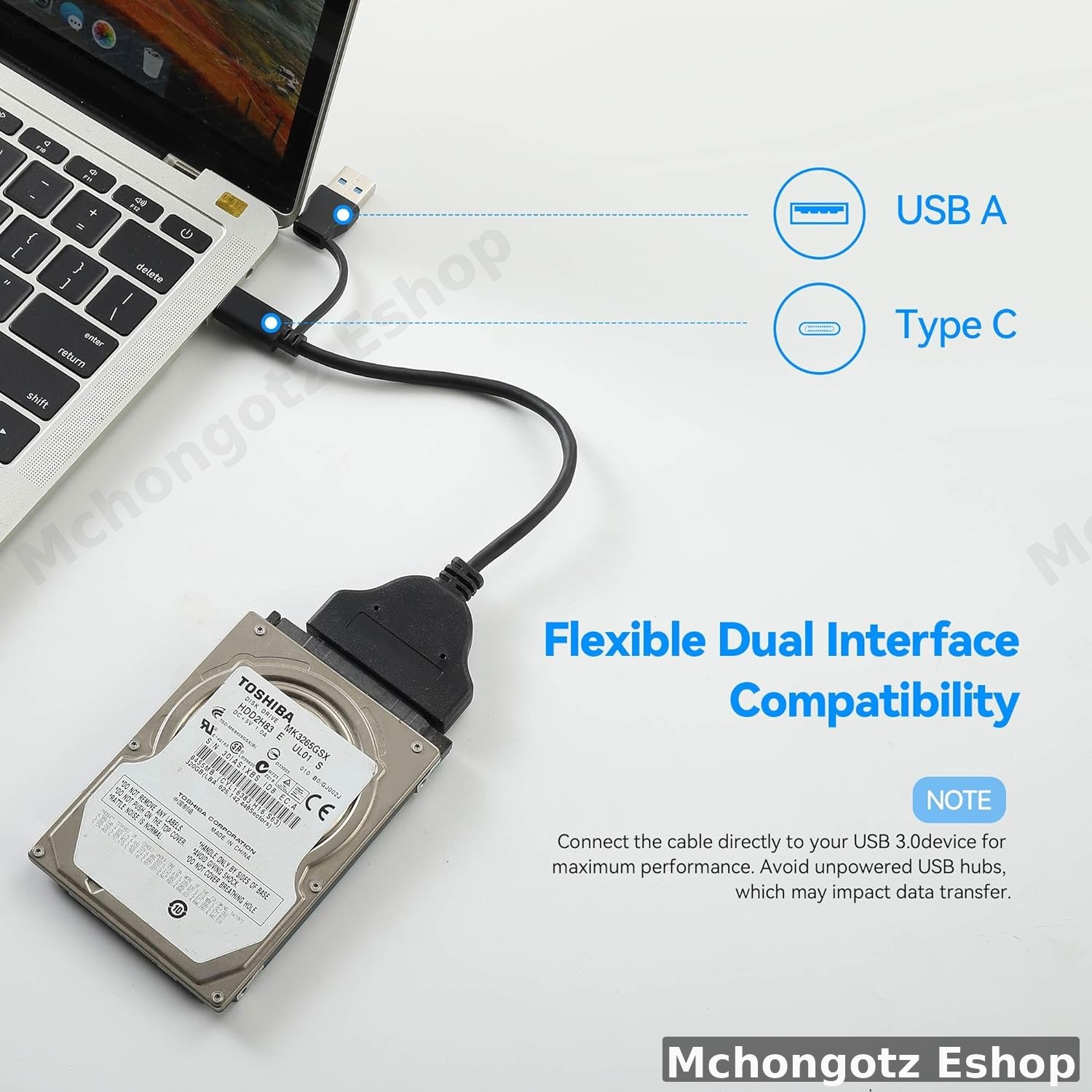 SATA CABLE 2 in 1 USB-C / USB-A to SATA Adapter Cable | 2.5" HDD / SSD Converter Price in Tanzania - image 8