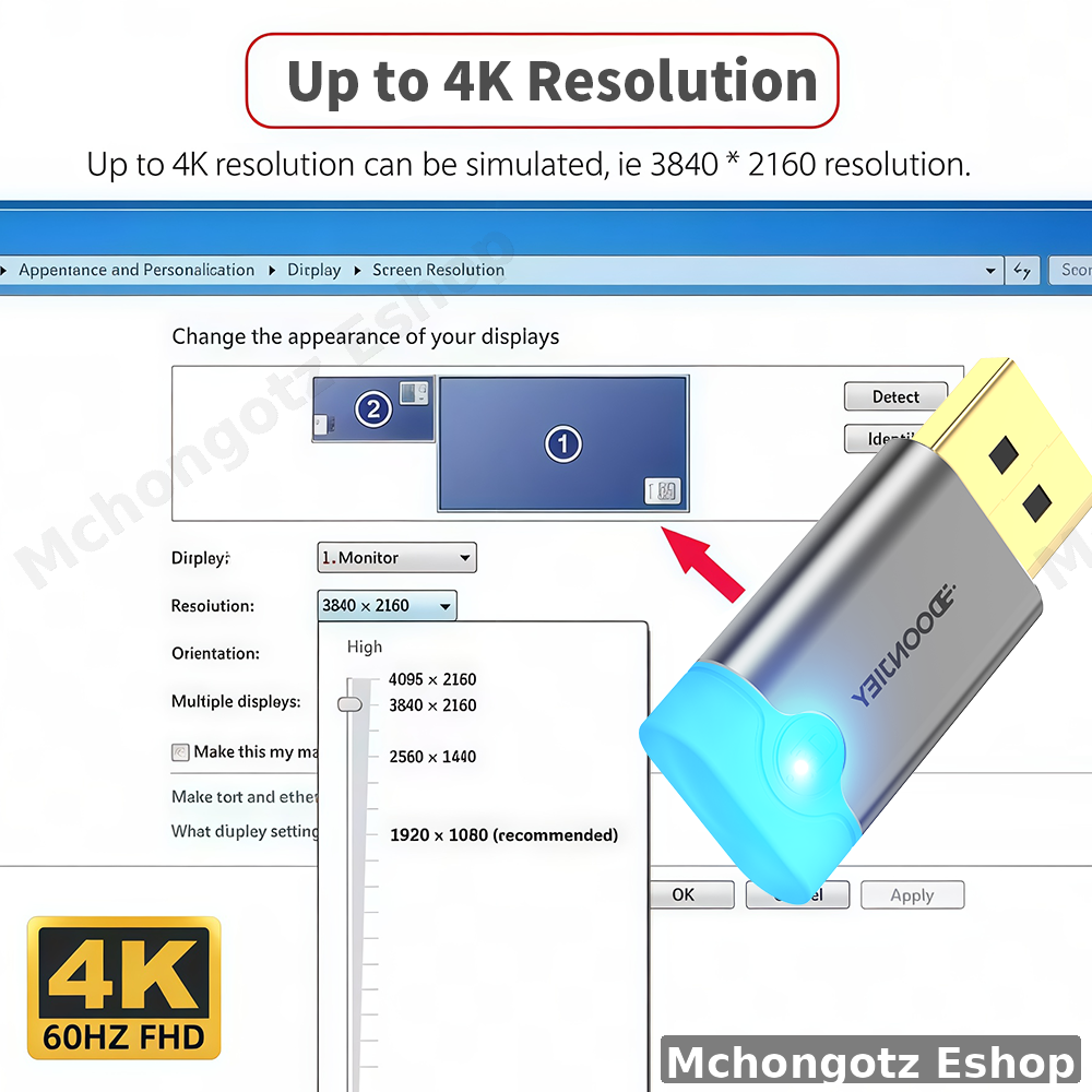 DisplayPort (DP) 4K 60Hz virtual display adapter dummy plug DOONJIEY - image 2