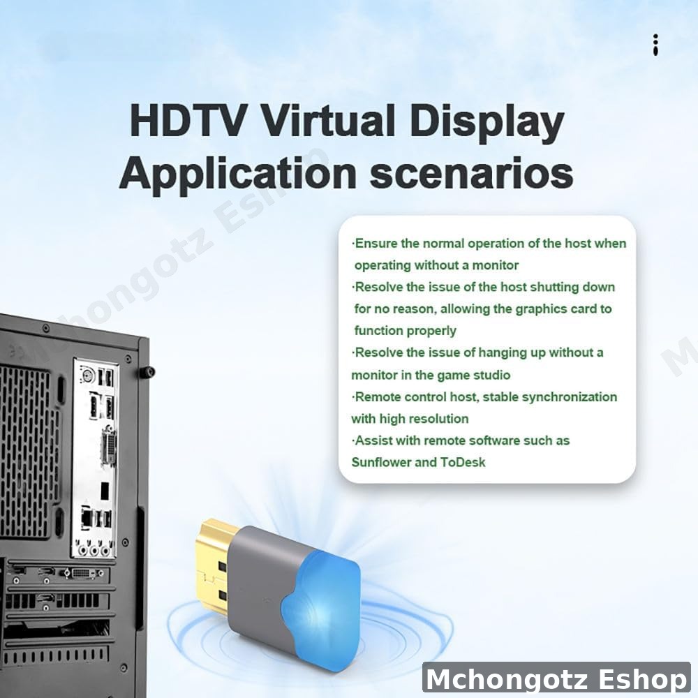 Doonjiey 4K HDTV Virtual Display Adapter | Headless Graphics Card Emulator, Remote Desktop Ready - image 5