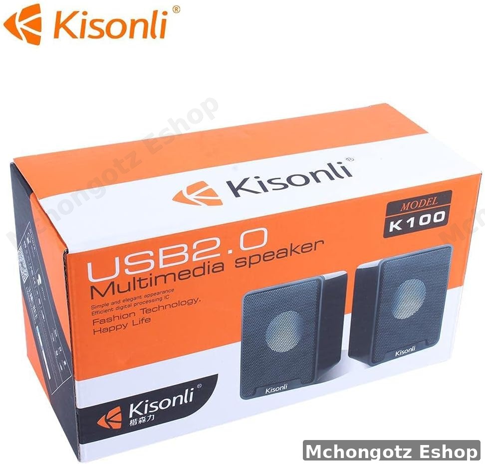 Kisonli K100 USB Laptop Speakers (2 Pieces, Black)