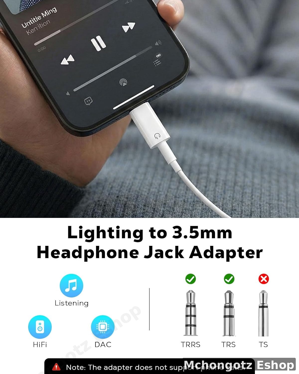 lightning to 3.5mm aux audio adapter dac playback only white - image 7