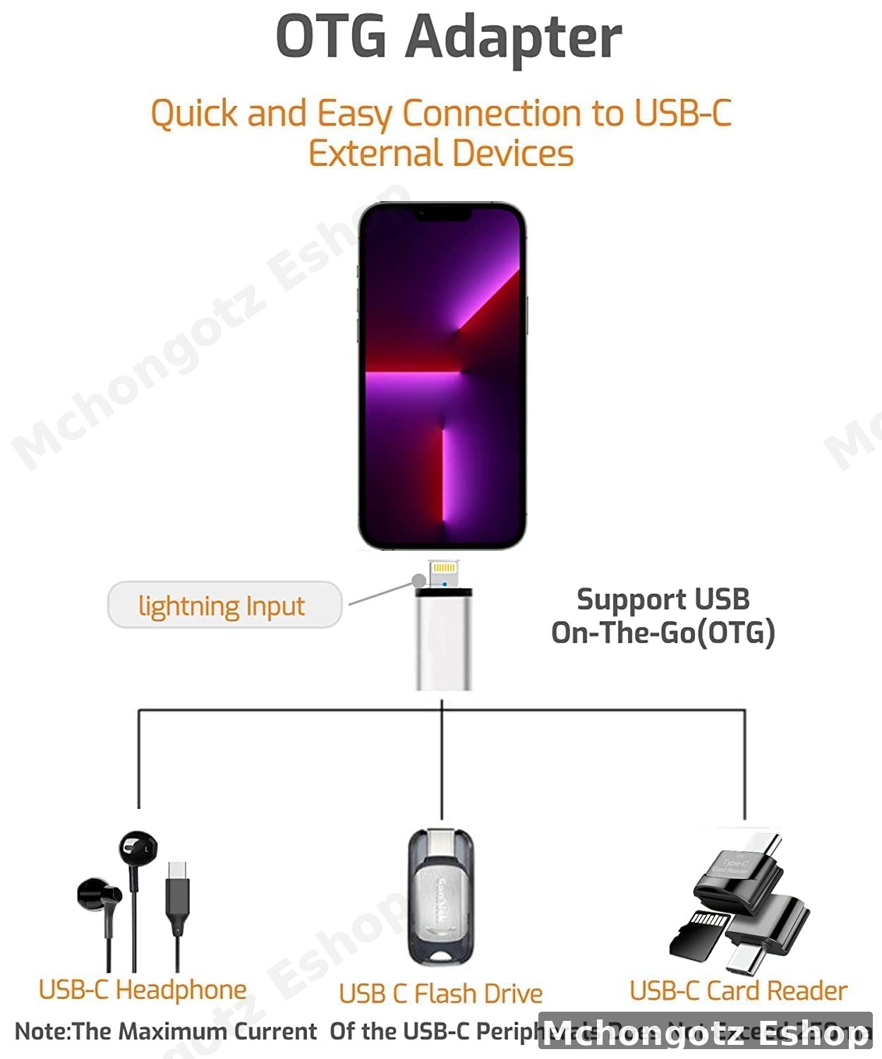 lightning to usb c OTG | type c female adapter 8 pin pd fast charging data sync  OTG - image 5
