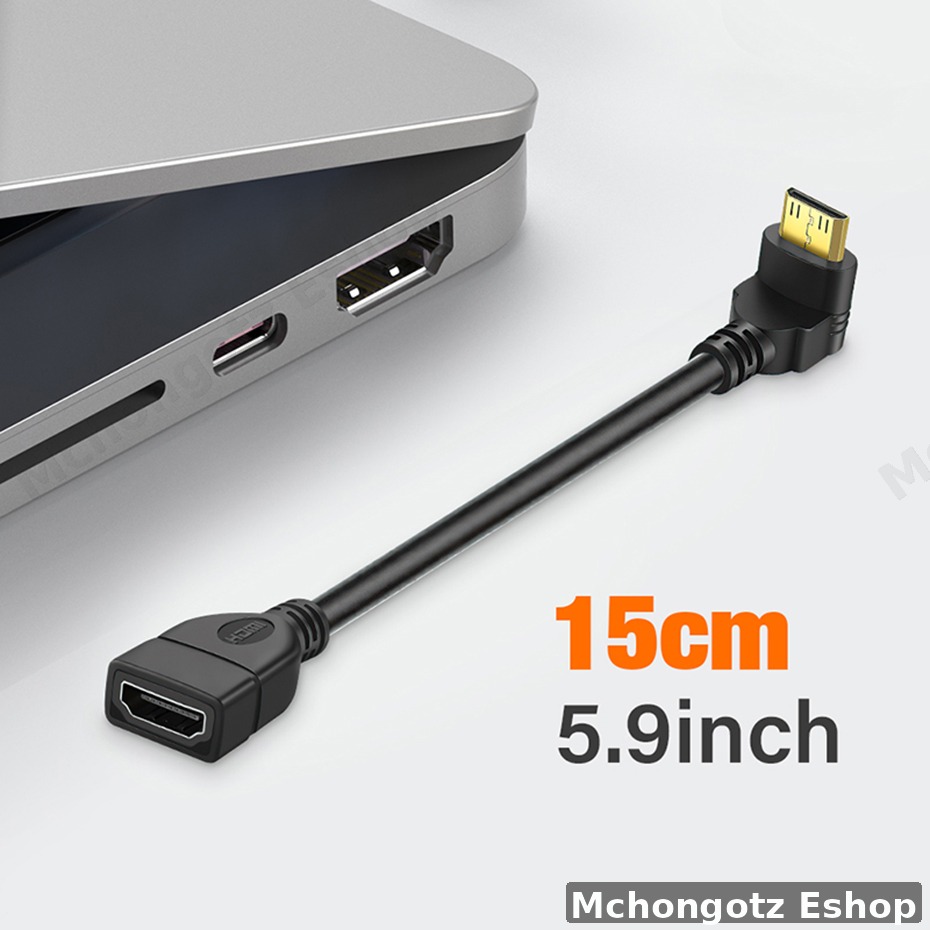 mini hdmi | hdmi female extension cable 15cm 90 degree right left adapter 4K - image 3