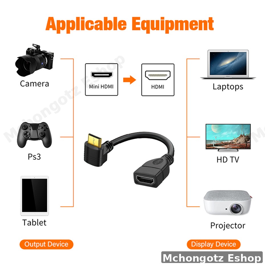 mini hdmi | hdmi female extension cable 15cm 90 degree right left adapter 4K - image 6