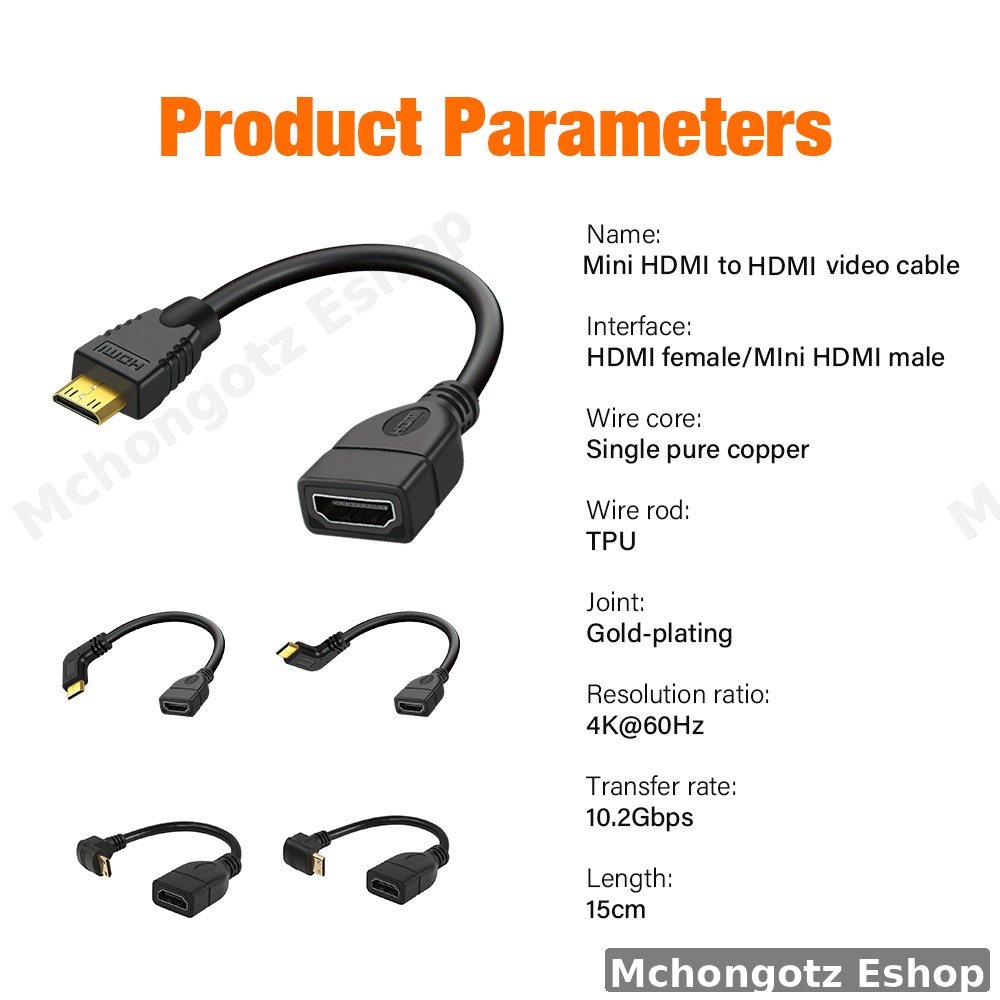 mini hdmi | hdmi female extension cable 15cm 90 degree right left adapter 4K - image 7
