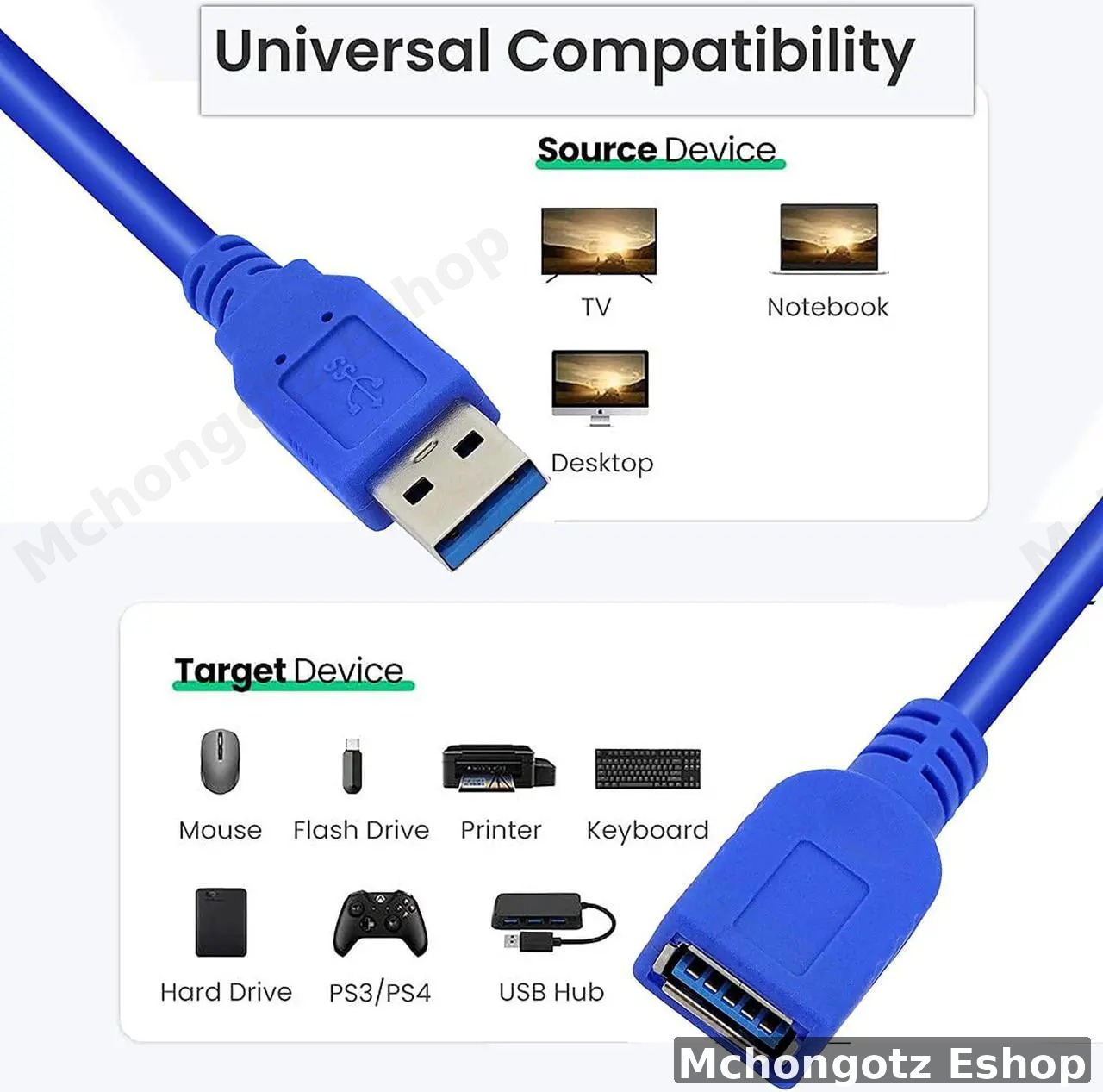 usb 3.0 extension cable 3M type a male to female blue high quality - image 3