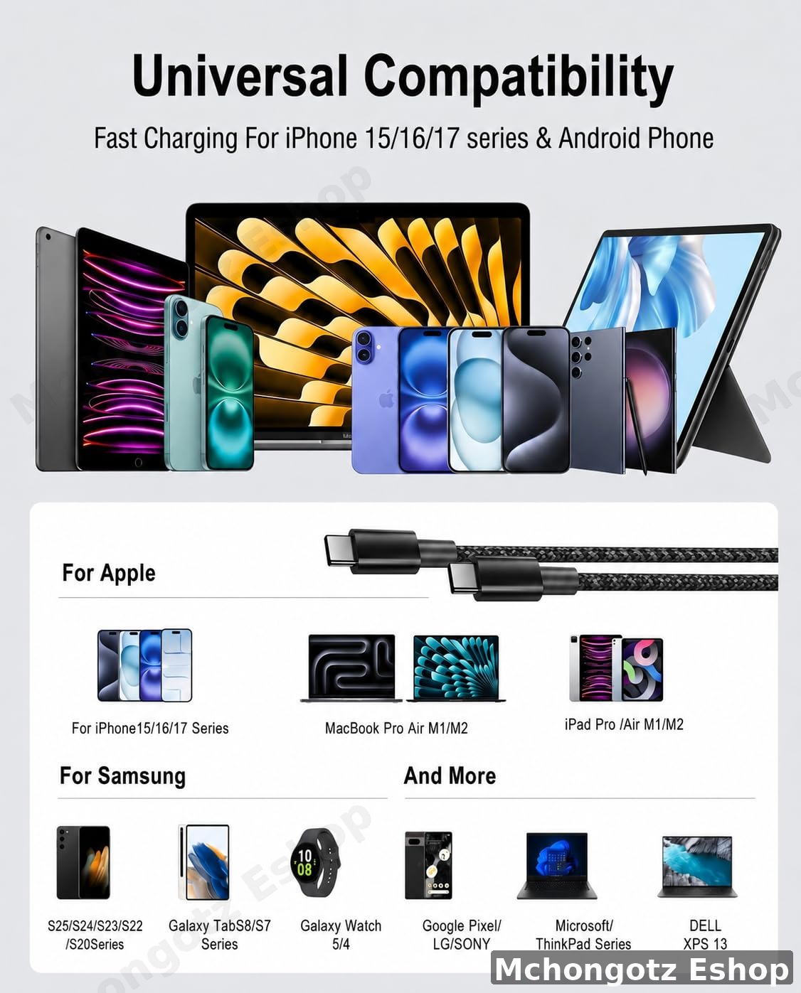 usb c | type c to type c cable 2M 240W black braided fast charging - image 2
