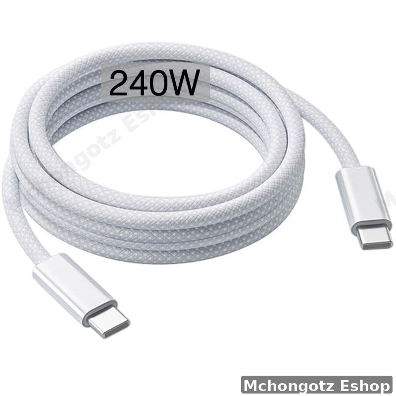 usb c | type c to type c cable 2M 240W white braided fast charging